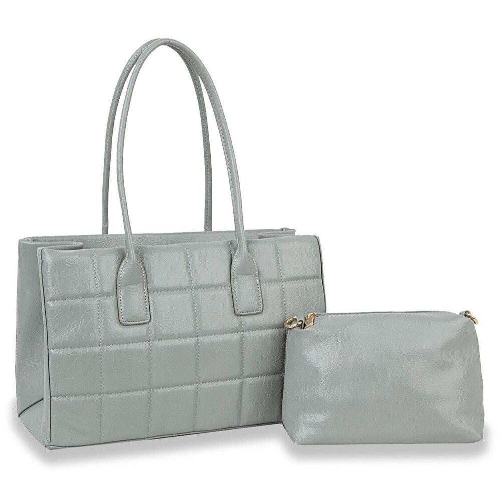 Classic Embossed Women Handbags Fashion Satchel  Top Handle  Clutch 2pcs Set